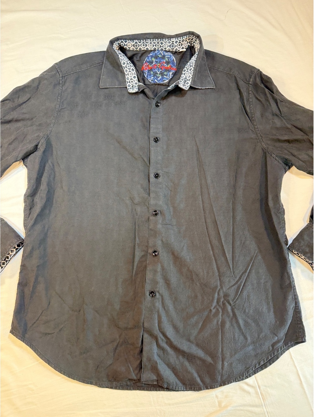 Robert Graham Classic Fit XL Men's Button-Up Shirt with Patterned Collar